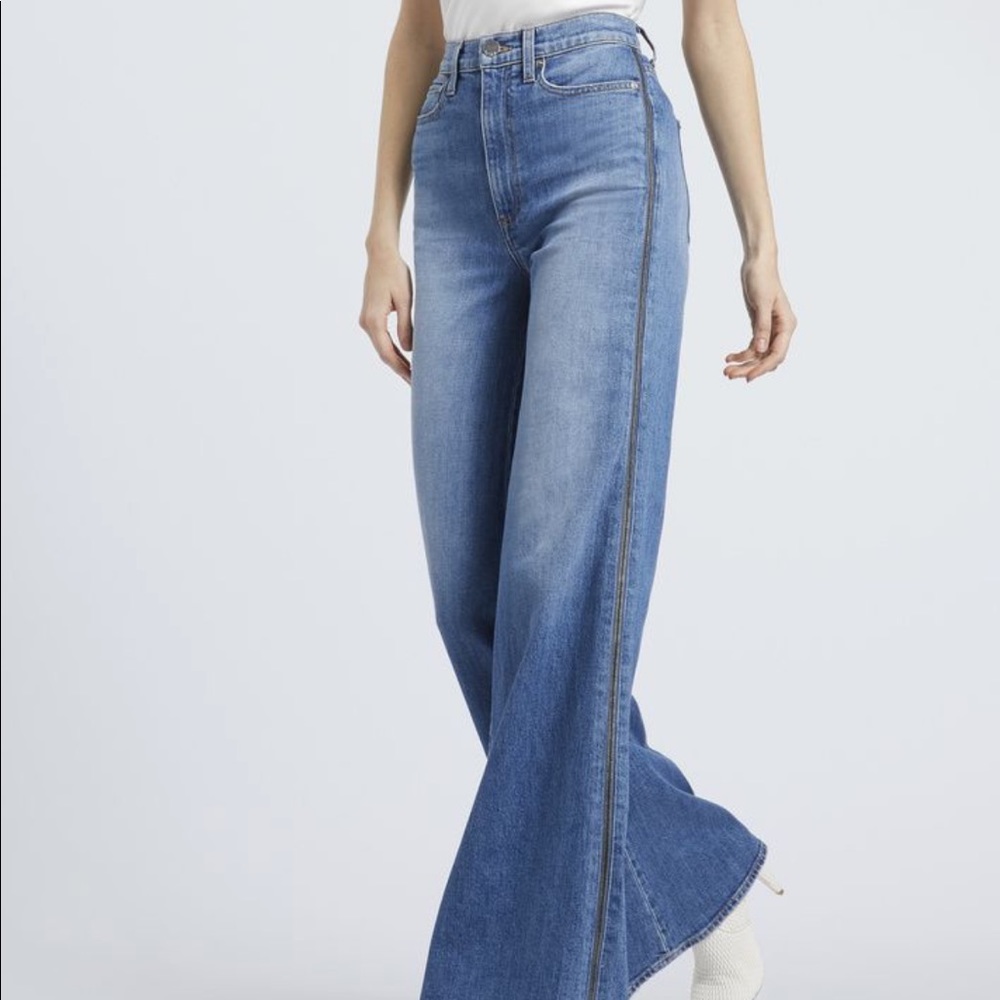 ALICE AND OLIVIA GORGEOUS SIDE ZIP WIDE LEG JEAN